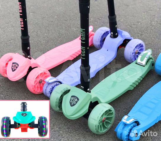 Самокат с Широкими Светящимися колесами