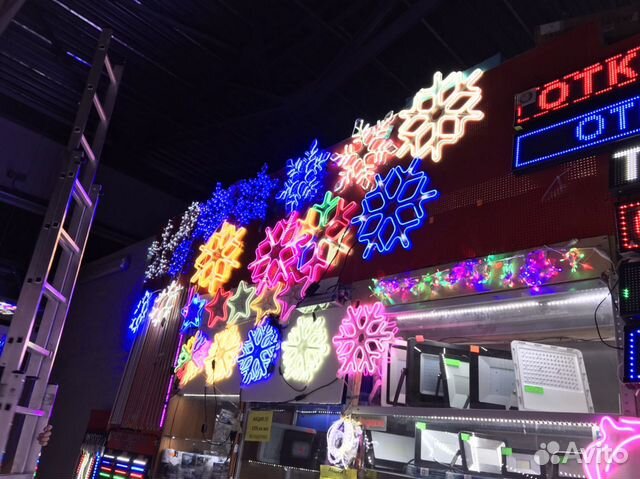 Снежинка светодиодные неоновые, 40 см, 60см, 96см