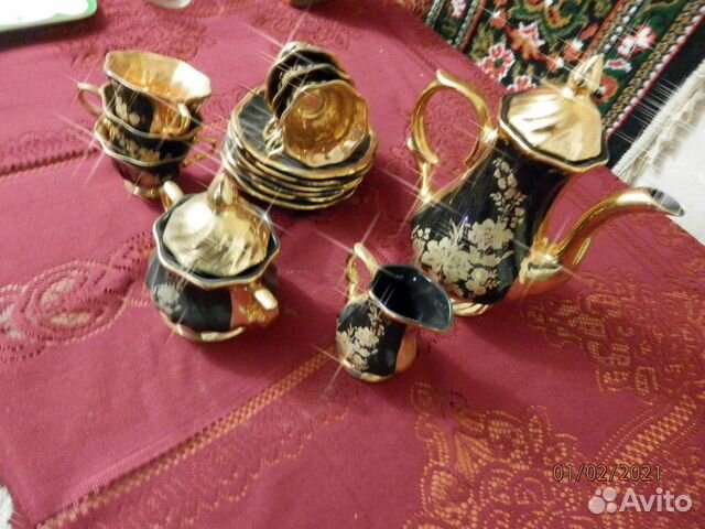 Сервиз фарфоровый, турецкий, кобальт, позолота