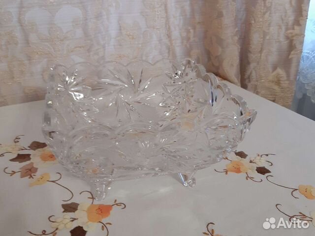 Ваза для фруктов из чешского хрусталя. Богемия