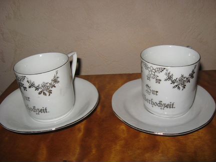 Антиквариат чайные пары серебряная свадьба