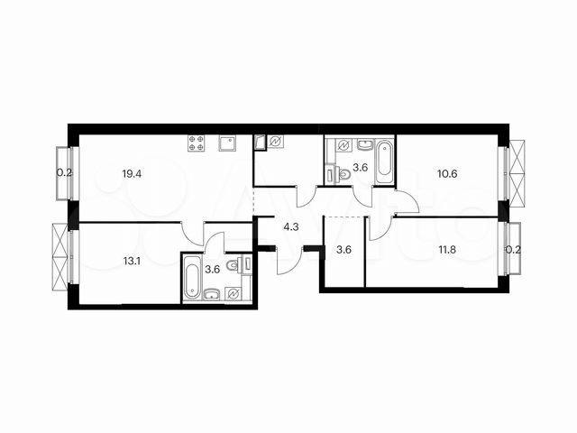 3-к. квартира, 77,9 м², 2/9 эт.