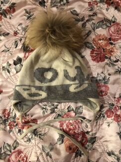 Шерстяная шапка с натуральным мехом