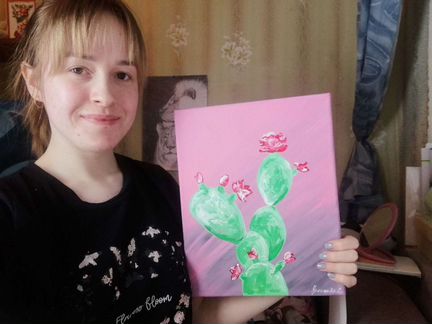 Картина акрилом Кактус 20х30 см