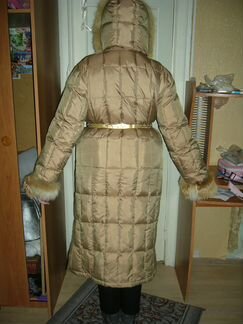 Пуховик натуральный пух, бронза, 3XL -54-52 120см