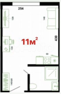 Квартира-студия, 11 м², 1/9 эт.