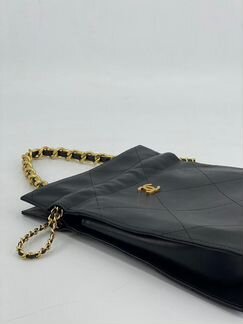 Женская сумка шоппер черная кожа с цепочкой Chanel