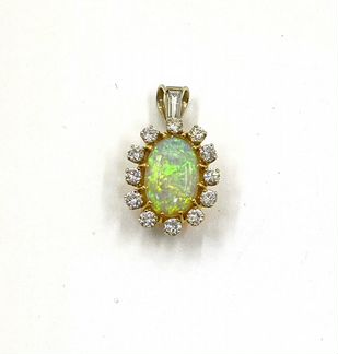 Подвеска Кулон с Опалом и Бриллиантами Золото 585