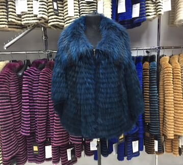 Шуба из лисы, изумруд, апаш, демисезон