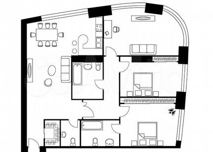 3-к квартира, 143.4 м², 48/56 эт.