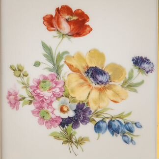 Три Фарфоровых медальонов Цветы Картины Германия