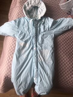 Комбинезон голубой зимний с ушками