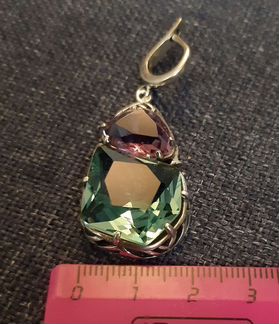 Серьги с аквамарином и александритом (серебро)