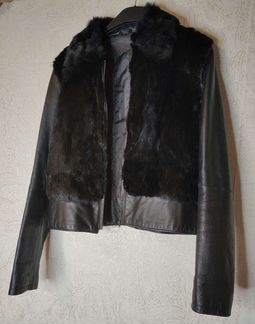 Кожаная Куртка с Мехом Кролика