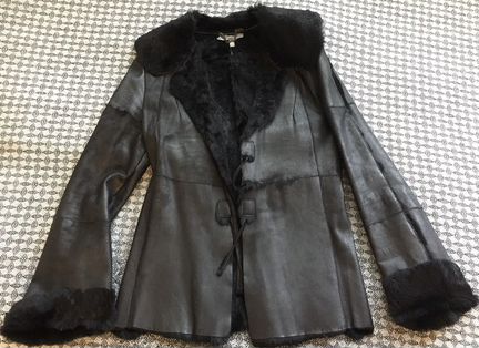 Дубленка легкая натуральная кожа с мехом кролика S