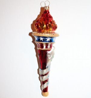 Елочная игрушка Факел флаг США Christopher Radko