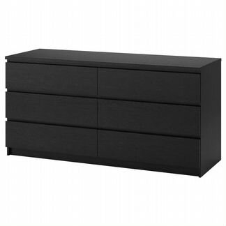 Malm мальмкомод с 6 ящиками, черно-коричневый160x7