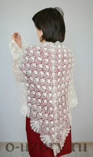 Оренбургский пуховый платок. Косынка белая пуховая