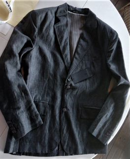 Новый льняной темносеребрянный пиджак облегченный