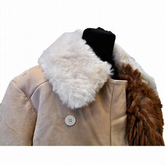 Бекеша из овчины, офицерская, бежево-белая