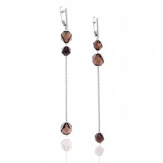 Серьги асимметричные с раухтопазом