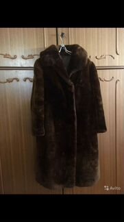 Шуба женская цигейковая темно-коричневая р.46
