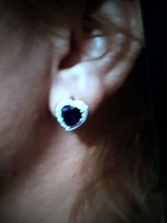 Серьги сапфир позолота