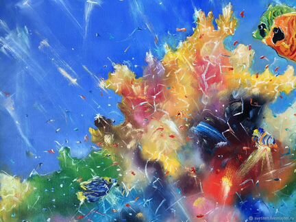 Картина маслом «Подводное царство», 35х50, холст