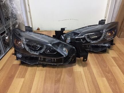 Диодные LED фары Мазда 6 GJ рестайлинг чёрные