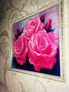 Алмазная вышивка, готовая работа, розы
