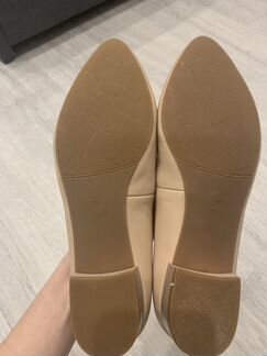 Балетки кожаные бежевые, р.39