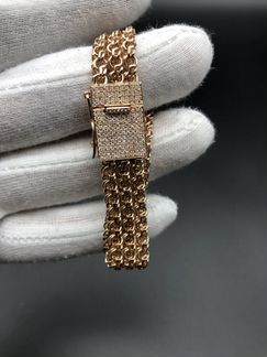 Золотой браслет Тройной Бисмарк с бриллиантами