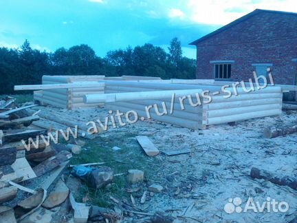 Сруб бани 5x6 с мансардной ломанной крышей