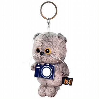 Мягкая игрушка-брелок Basik&Ko Кот Басик с фотоаппаратом, 12 см (авв-013)