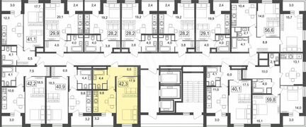 1-к квартира, 42.3 м², 9/25 эт.
