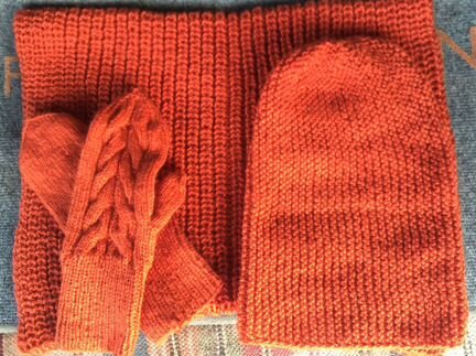 Комплект шарф шапка и варежки