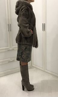 Норковая шуба серо-пепельная (автоледи)