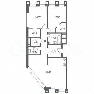2-к квартира, 100.3 м², 35/53 эт.
