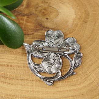 Брошь Клевер четырехлистник на удачу