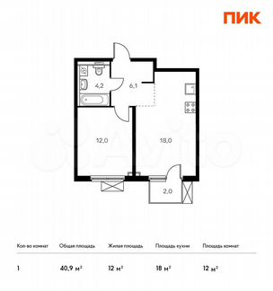 1-к квартира, 40.9 м², 5/17 эт.