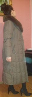 Зимнее длинное пальто-пуховик